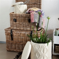 Opbevaringskurv m/l�g & l�derluk - stor